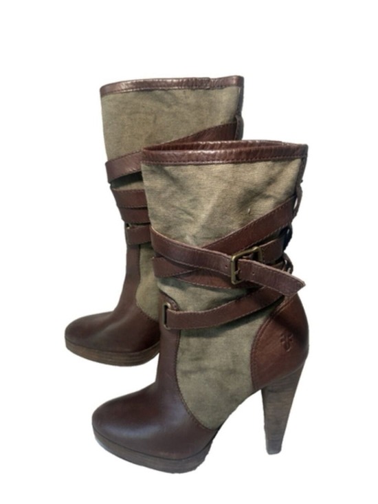 Frye Shoes - FRYE Boots Women 7M Harlow Brown Leather And Canvas
